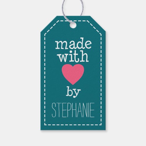 Made With Love By You _ hot pink and blue Gift Tags