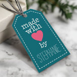 Made With Love By You - hot pink and blue Gift Tags<br><div class="desc">A whimsical,  personalized tag for all your handmade items.</div>