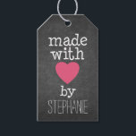 Made With Love By You - hot pink and chalkboard Gift Tags<br><div class="desc">A whimsical,  personalized saying for all your handmade items.</div>