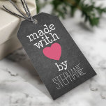 Made With Love By You - hot pink and chalkboard Gift Tags<br><div class="desc">A whimsical,  personalized saying for all your handmade items.</div>
