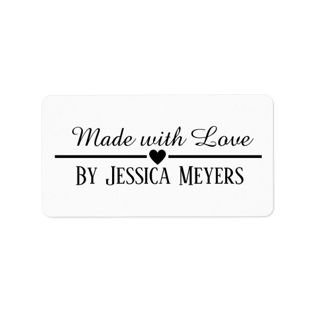 Made with Love Calligraphy Cursive Script by Name Label (Front)
