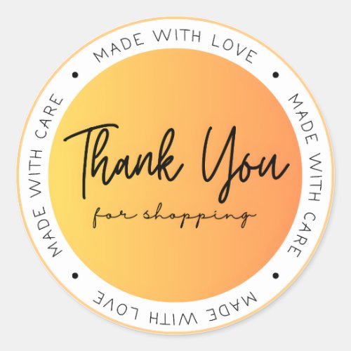 Made with love  Care thank you Classic Round Sticker