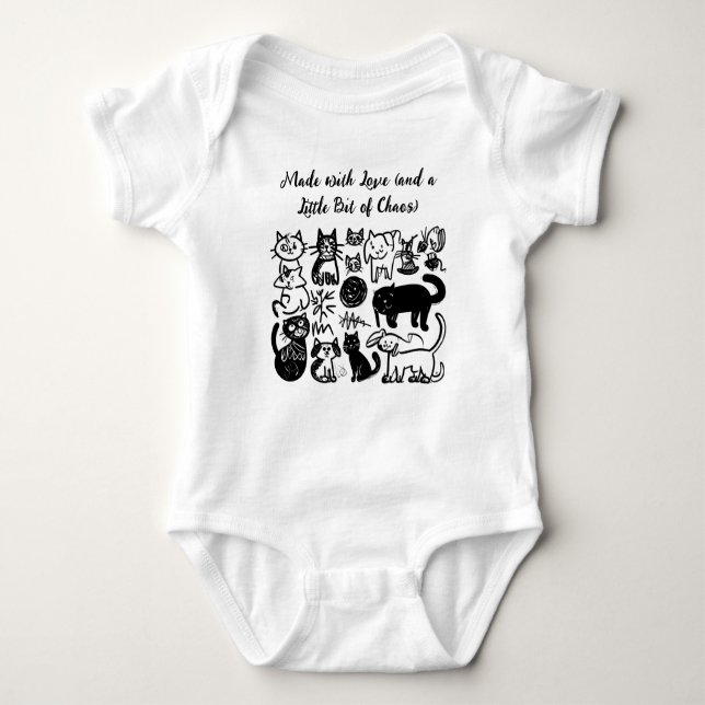 Made with Love & Chaos" Funny Baby T-Shirt - Cute  Baby Bodysuit (Front)