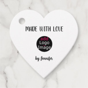 Made With Love Chic Professional Custom Logo Heart Favor Tags