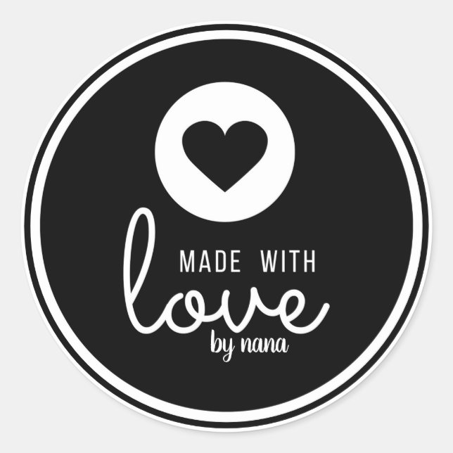 Made with Love Classic Round Sticker (Front)