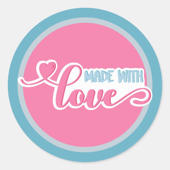 Made with love classic round sticker (Front)
