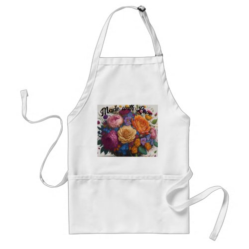 Made with Love Colorful Floral Adult Apron