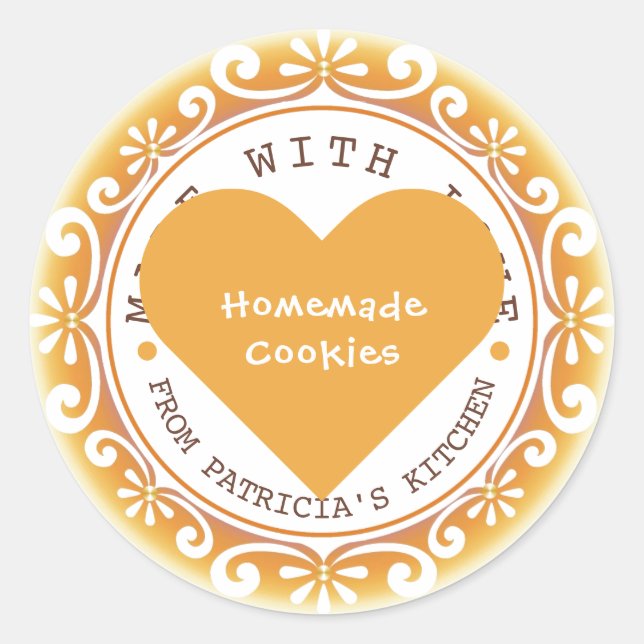 Made With Love Cookies From The Kitchen Of Yellow Classic Round Sticker (Front)