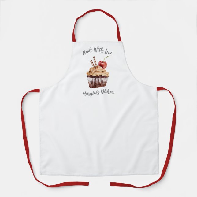 Made With Love Cupcake Bakery Chef Apron (Front)