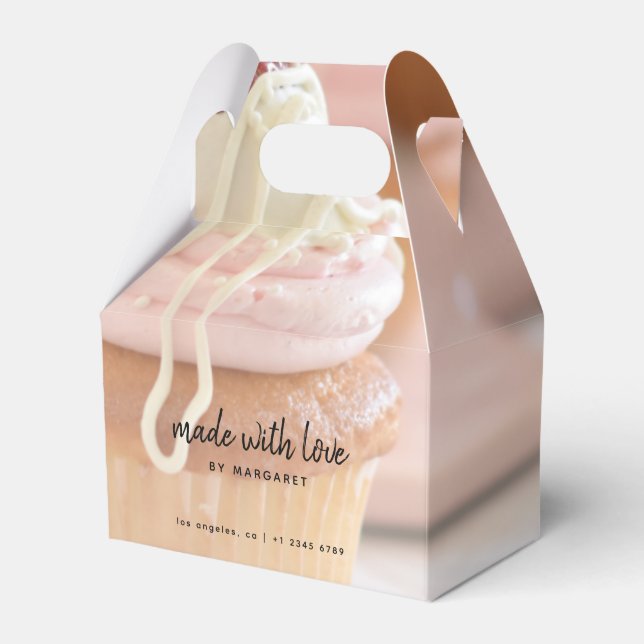 Made With Love Cupcake Photo Favor Box (Front Side)