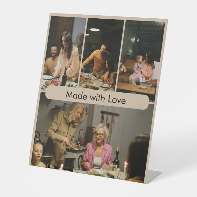 Made with Love Custom Family Photo  Pedestal Sign (Front)