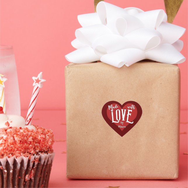 Made with Love (customizable)  Heart Sticker (Party)