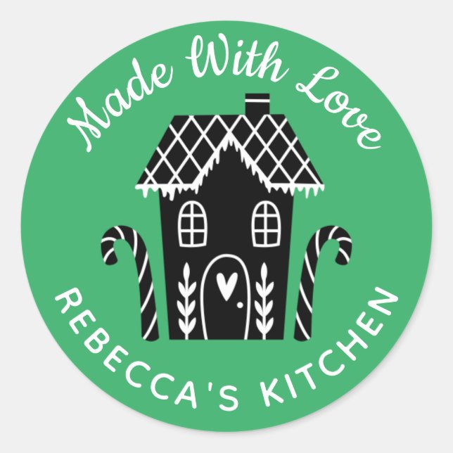 Made With Love Cute Christmas Baking Classic Round Sticker (Front)