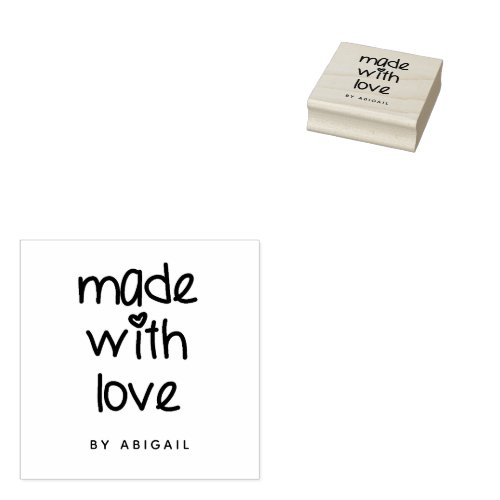 Made with Love _ Cute Typography Personalized Rubber Stamp