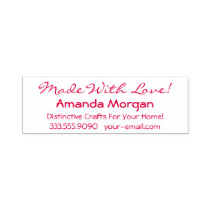 Made With Love! DIY Name, Tag Line, Phone, Email Self-inking Stamp
