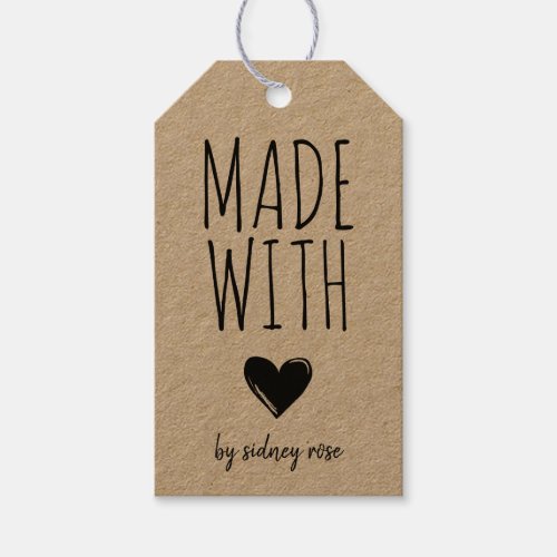 Made with Love Doodled Heart Hang Tag