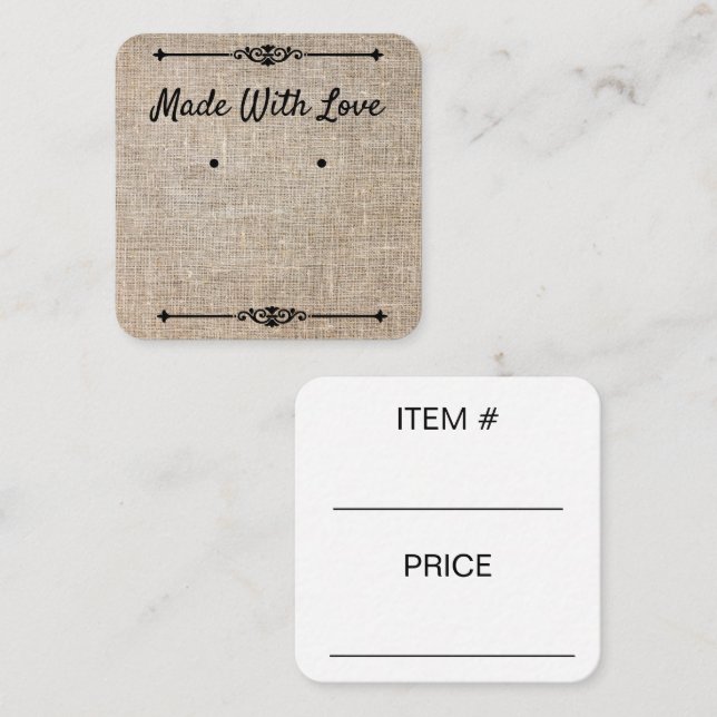 Made With Love Earring Card Natural Jute (Front/Back)