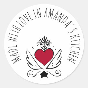 Made With Love Food Label Sticker Red Heart
