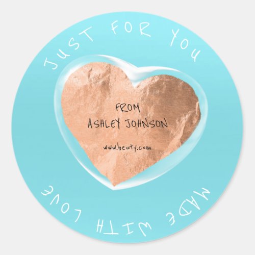Made With Love For You Name Blue Sky Copper Bubble Classic Round Sticker