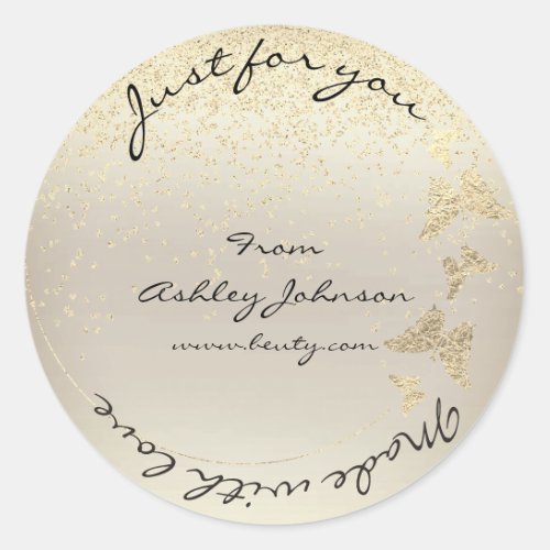 Made With Love For You Name Butterfly Foxier Pealy Classic Round Sticker