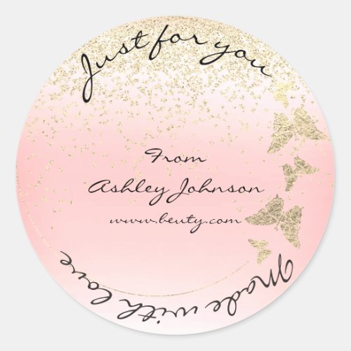 Made With Love For You Name Butterfly Foxier Pink Classic Round Sticker