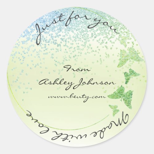 Made With Love For You Name Butterfly Greenly Mint Classic Round Sticker
