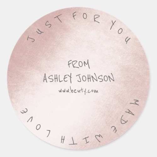 Made With Love For You Name Gray Pink Pastel Classic Round Sticker