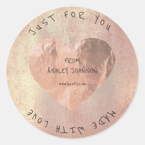 Made With Love For You Name Pink Rose Gold Blush Classic Round Sticker