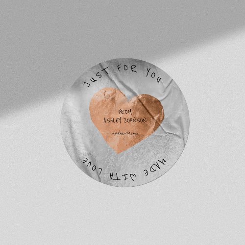 Made With Love For You Name Pink Rose Gold Silver Classic Round Sticker