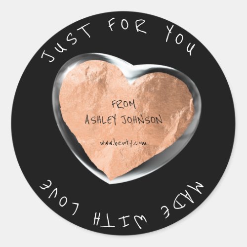 Made With Love For You Name Rose Copper Bubble Classic Round Sticker