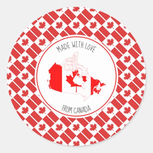 Made With Love From CANADA FLAG Canadian Map Classic Round Sticker