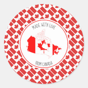 Made With Love From CANADA FLAG Canadian Map Classic Round Sticker