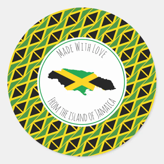 Made With Love From JAMAICA FLAG Classic Round Sticker | Zazzle