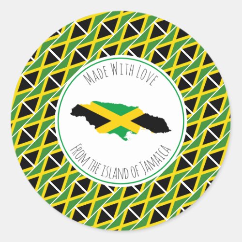 Made With Love From JAMAICA FLAG Jamaican Map Classic Round Sticker