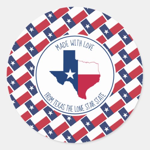 Made With Love From TEXAS Texan Flag Map Classic Round Sticker