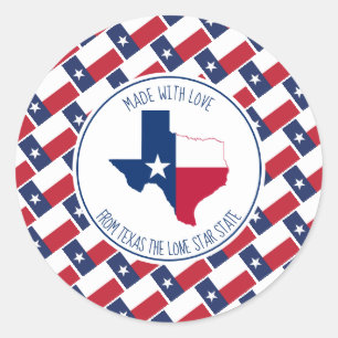 Made With Love From TEXAS Texan Flag Map Classic Round Sticker