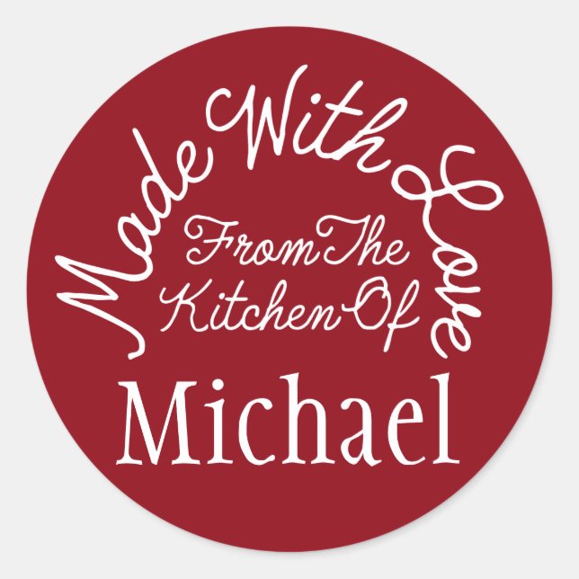 Made With Love From The Kitchen Of Classic Round Sticker (Front)