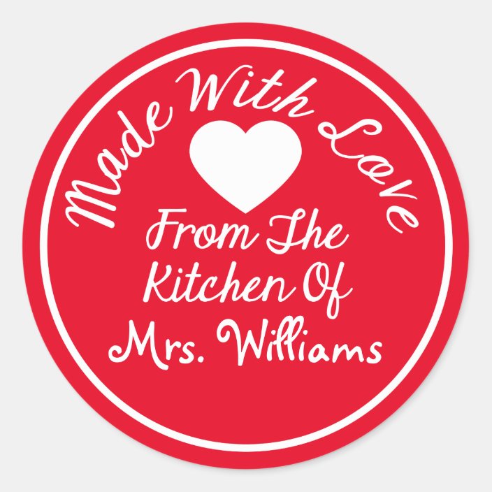 Made With Love From The Kitchen Of Classic Round Sticker | Zazzle.com