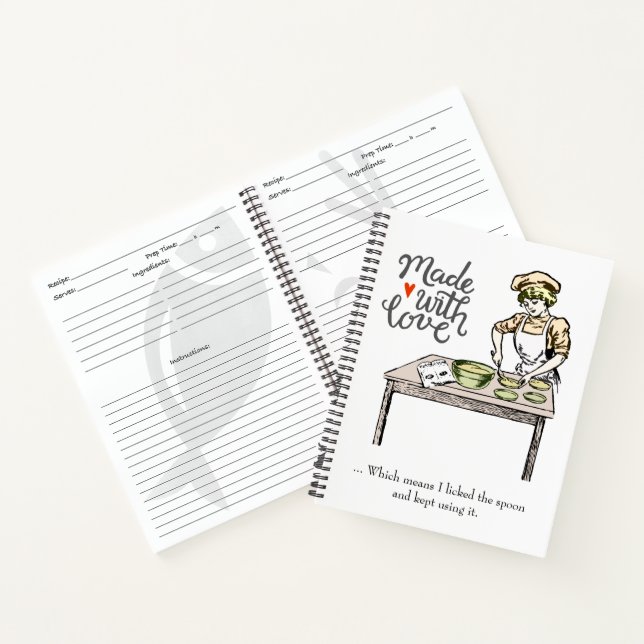 Made With Love | Funny Recipe Notebook (Inside)