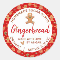 Made With Love Gingerbread Homemade Sugar Scrub Classic Round Sticker