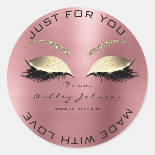 Made With Love Glitter Lashes Gold Bean Makeup Classic Round Sticker