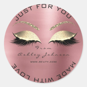 Made With Love Glitter Lashes Gold Bean Makeup Classic Round Sticker