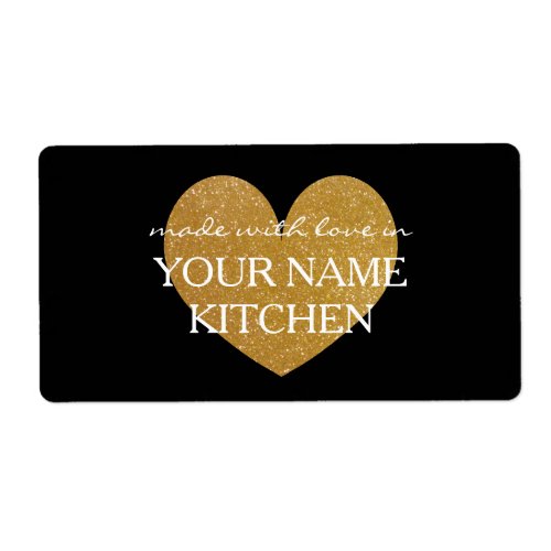 Made with love gold heart homemade food labels