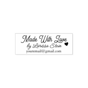Made With Love Hand-Written Name B&W Self-inking Stamp