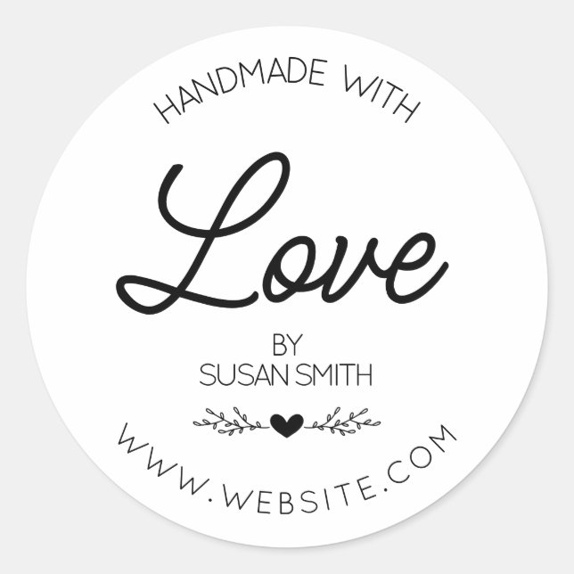 Made with Love Handmade Classic Round Sticker (Front)