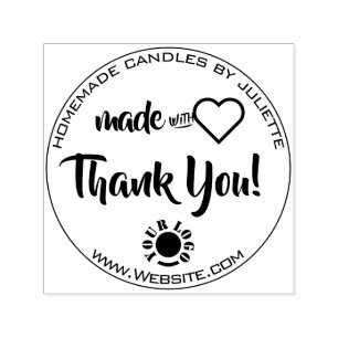 Made with Love Heart Candles Packaging Thank You  Self-inking Stamp