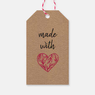 Made With Love Heart On Kraft Paper Gift Tag