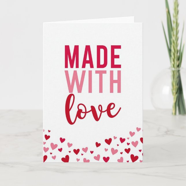 Made With Love Heart Pattern Card (Front)
