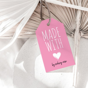 Made with Love Heart Pink Hang Tag