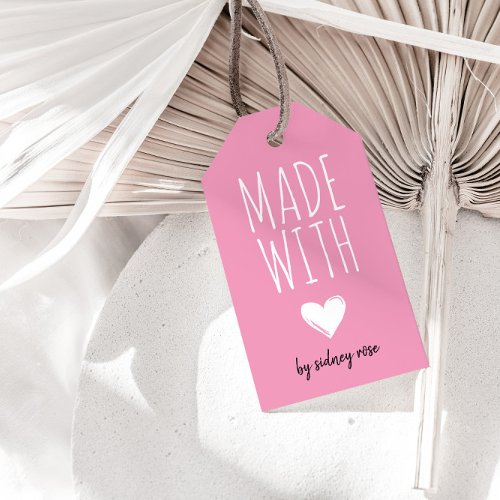Made with Love Heart Pink Hang Tag